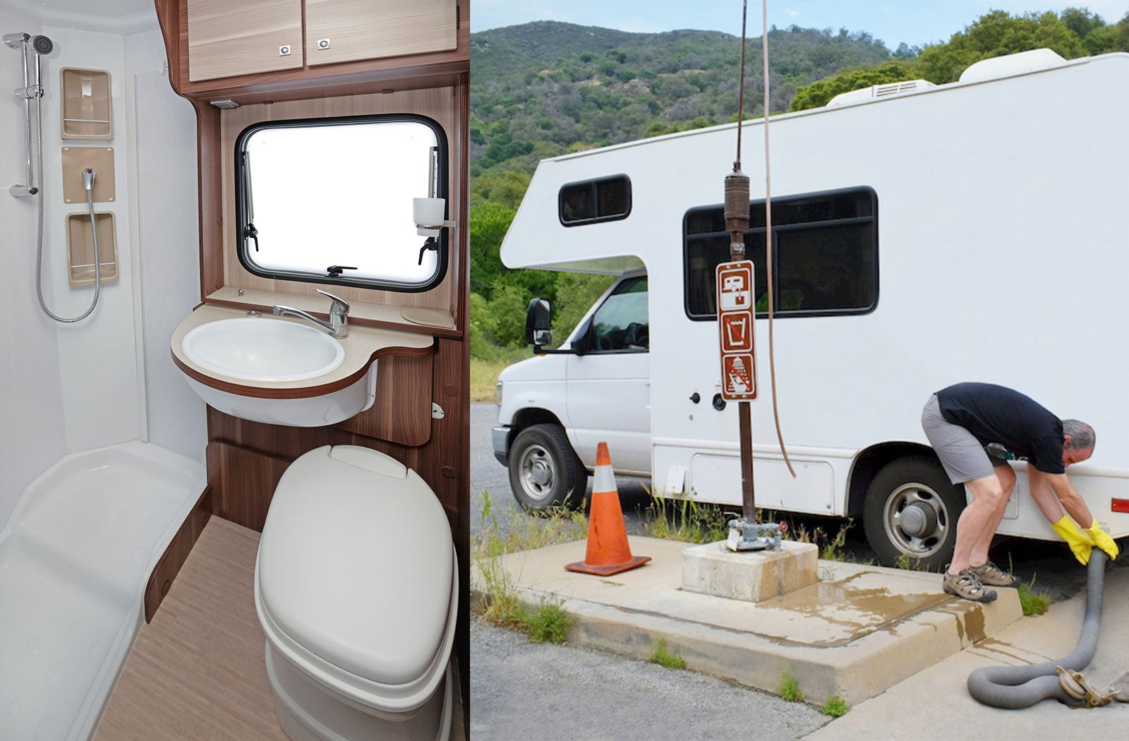 Portable RV/camper toilet and holding tank setup in Reading, Pennsylvania